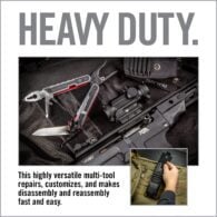a magazine cover with a gun and tools